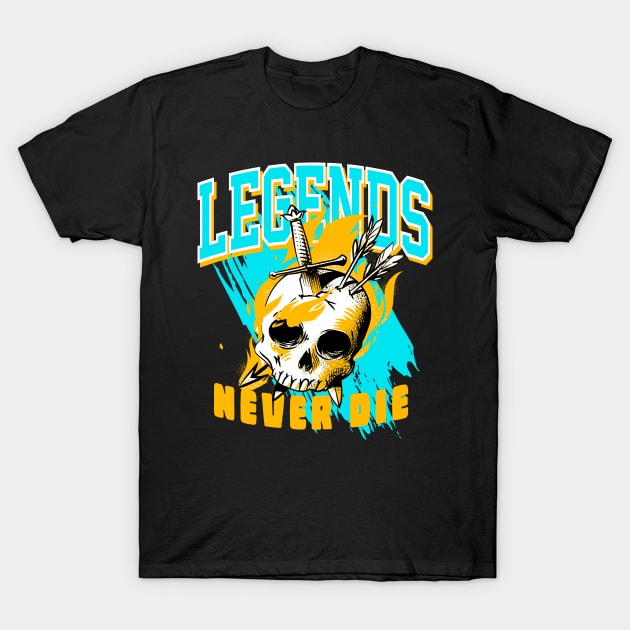 Legends Never Die Aqua Retro T-Shirt by funandgames
